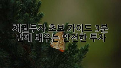 채권투자 초보 가이드: 3분 만에 배우는 안전한 투자